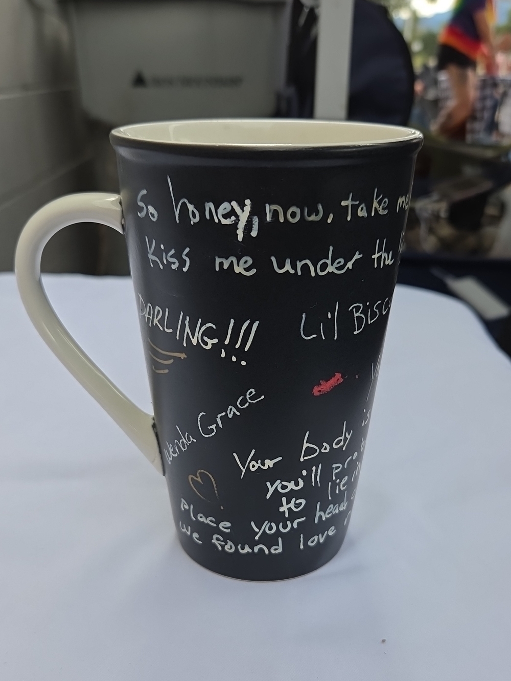 Black Script Ceramic Tall Mug with Cream Handle - Starbucks 2010